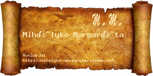Mihályko Margaréta névjegykártya