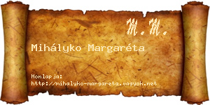 Mihályko Margaréta névjegykártya